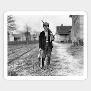 Rabbit Hunting, 1908. Vintage Photo Magnet